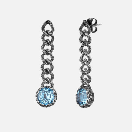 Earrings with groumette chain and final round cut stone